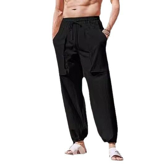 Men's loose summer pants with elastic waistband and pockets Lisslune