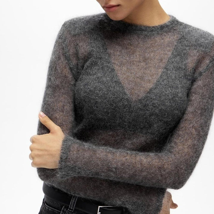 Women's fine V-neck sweater made of mohair wool blend Lisslune