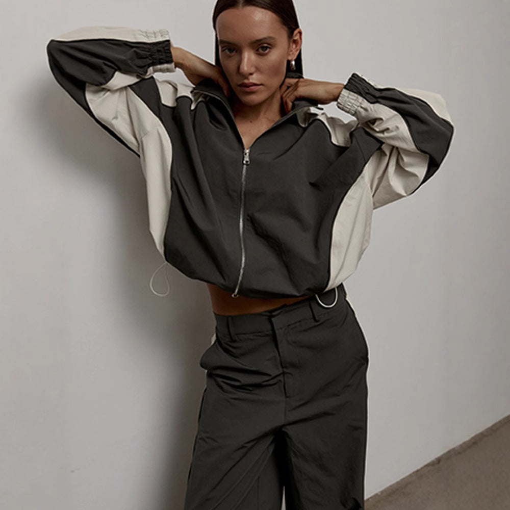 Womens sporty jacket with high collar and zipper Lisslune