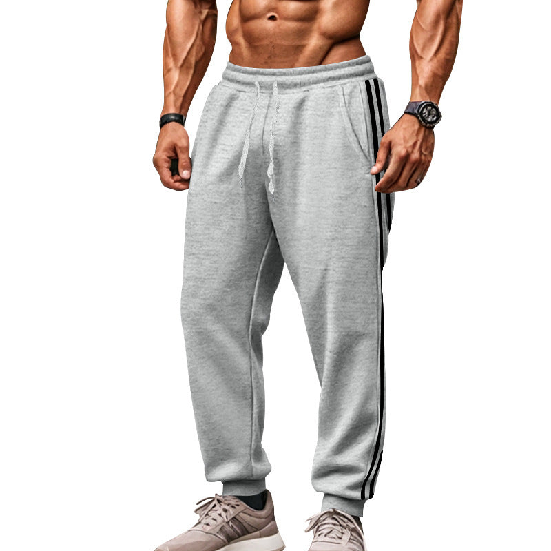 Men's Comfortable Sports Pants with Contrasting Side Inserts and Elastic Waistband Lisslune