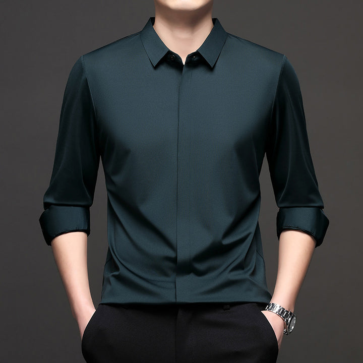 Men's Elegant Long Sleeve Shirt with Modern Cut and Breathable Surface Lisslune