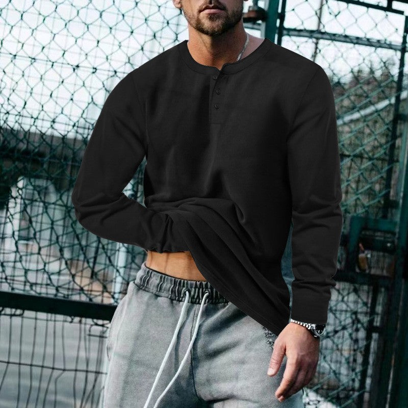 Men's casual long-sleeve shirt with button placket and soft material Lisslune