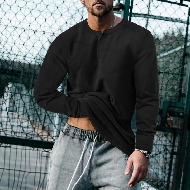 Men's casual long-sleeve shirt with button placket and soft material Lisslune