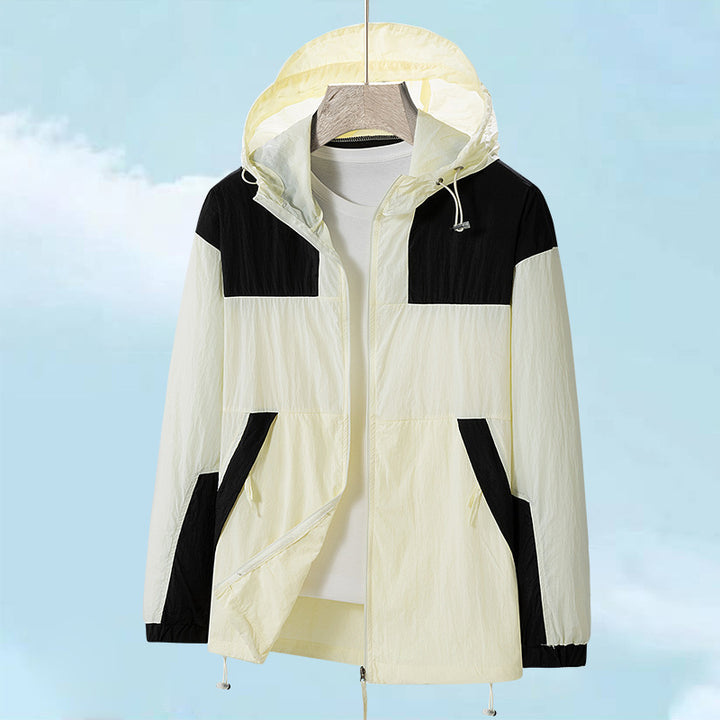 Men's Windbreaker Jacket with Adjustable Hood and Breathable Inserts Lisslune