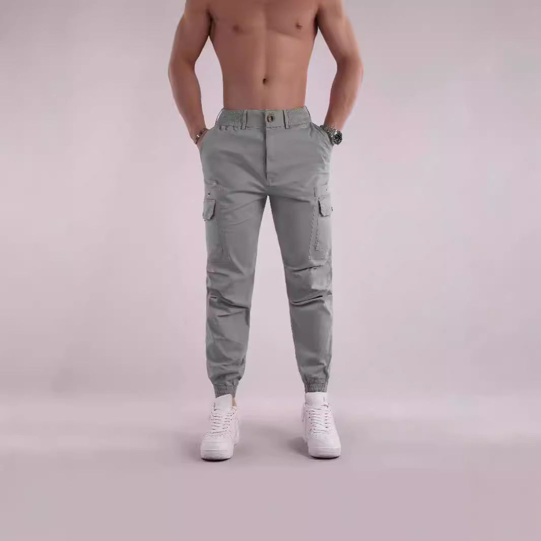 Men's cargo pants with functional pockets and elastic waistband Lisslune