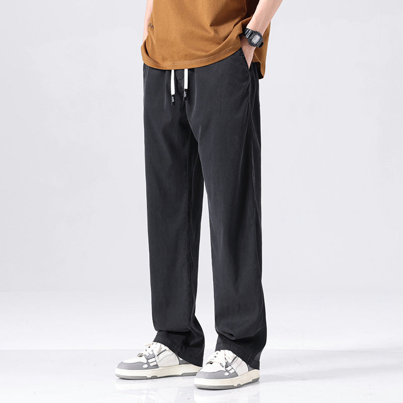 Men's casual leisure pants with a loose fit and elastic waistband Lisslune