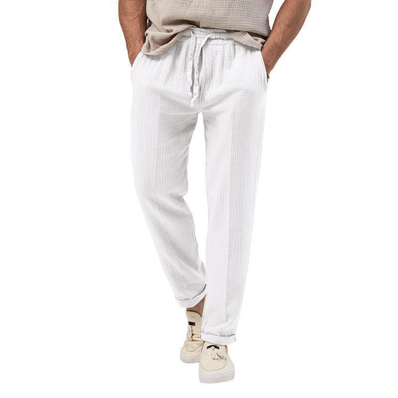 Men's casual linen pants with elastic waistband and practical side pockets Lisslune