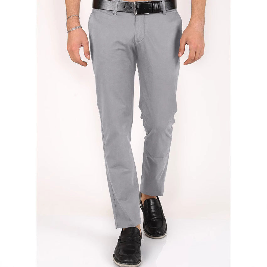 Men's Classic Chino Pants with Slim Fit and Elastic Waistband Lisslune