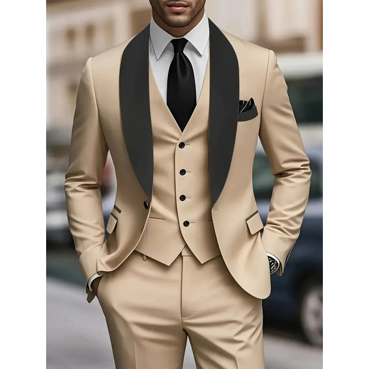 Men's elegant suit with slim fit and luxurious satin lapel Lisslune