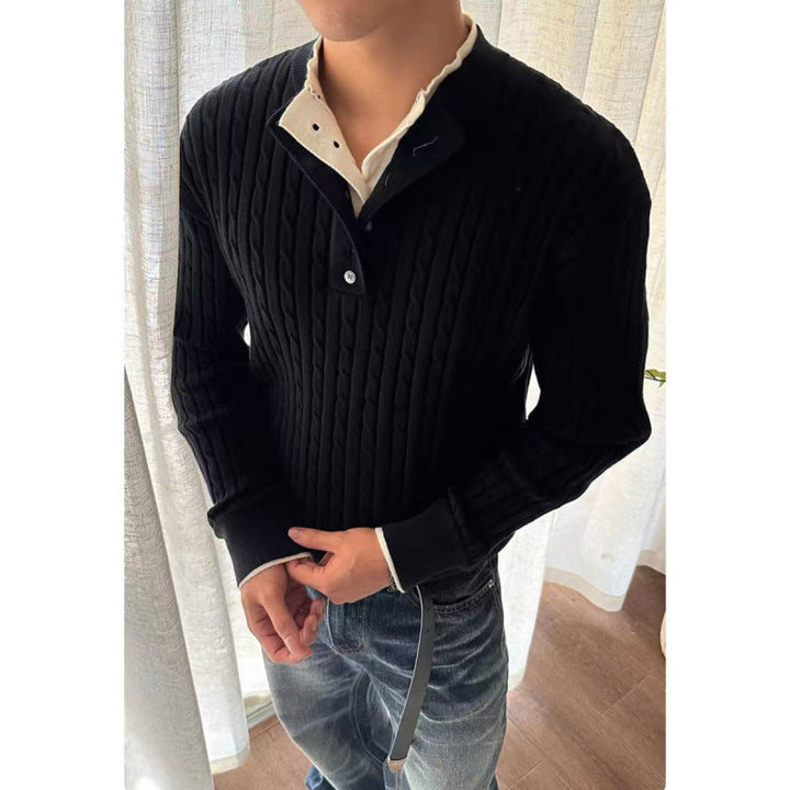 Men's fine-knit sweater with decorative button details Lisslune