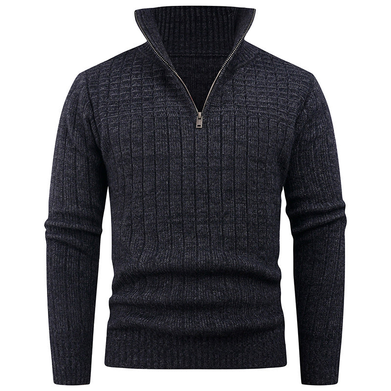 Men's knitted sweater with modern zipper and ribbed structure Lisslune
