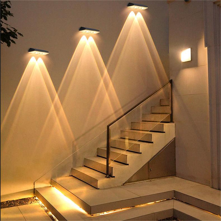 Lisslune | Solar fence lights outdoor warm white & RGB changing solar deck lights, LED solar lights for outdoor wall railing terrace stairs step garden backyard