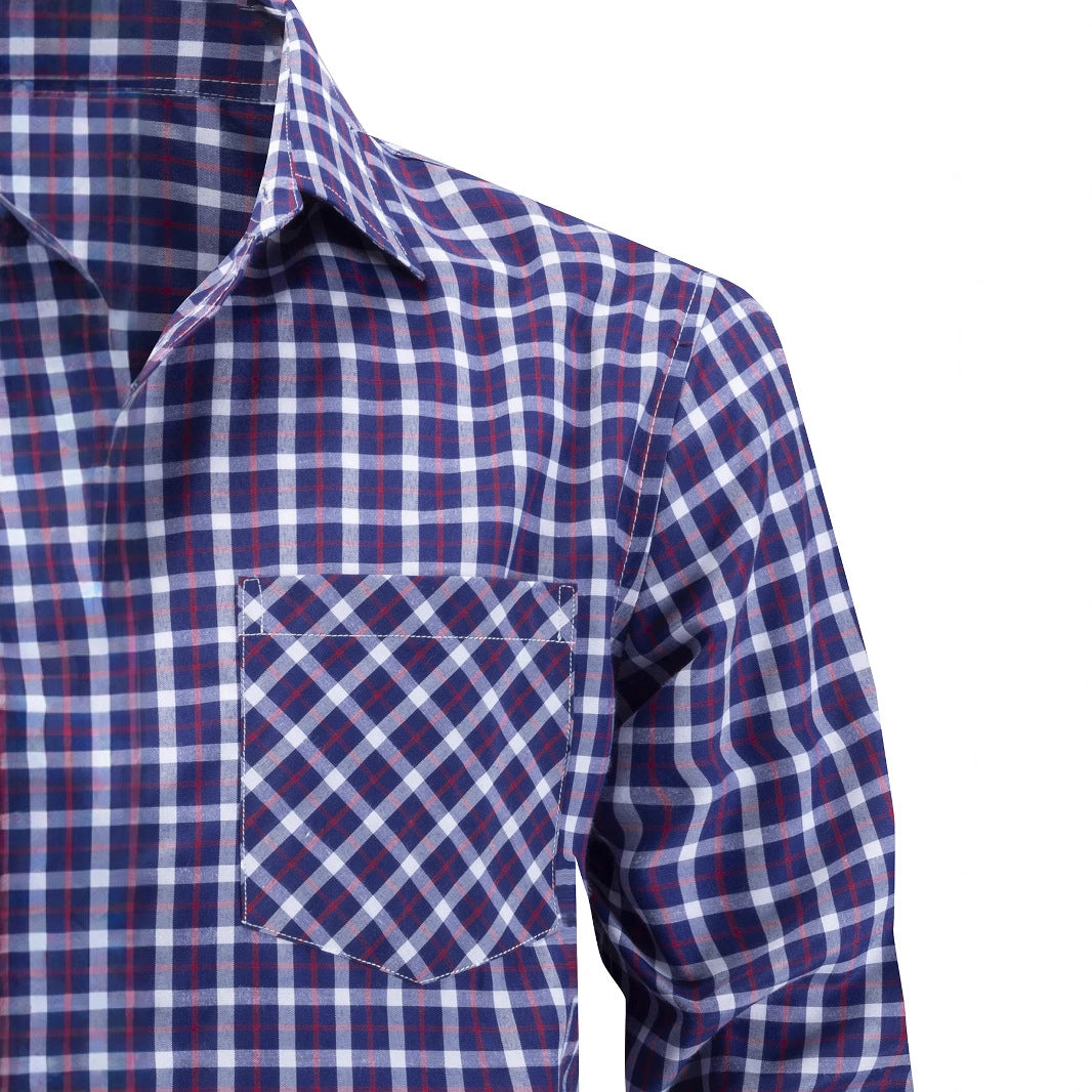 Men's casual long-sleeve shirt with modern check pattern and chest pocket Lisslune
