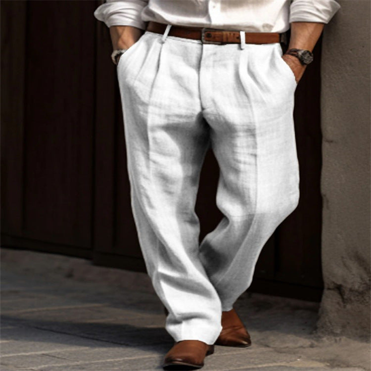 Men's elegant linen trousers with a slim fit and two practical side pockets Lisslune