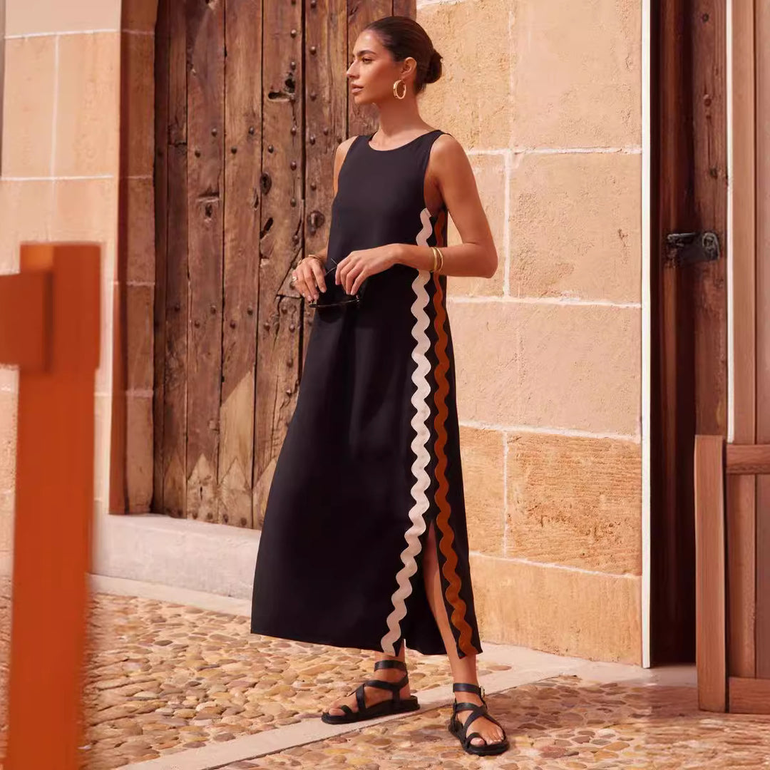 Ladies maxi dress with elegant cut and decorative details Lune London