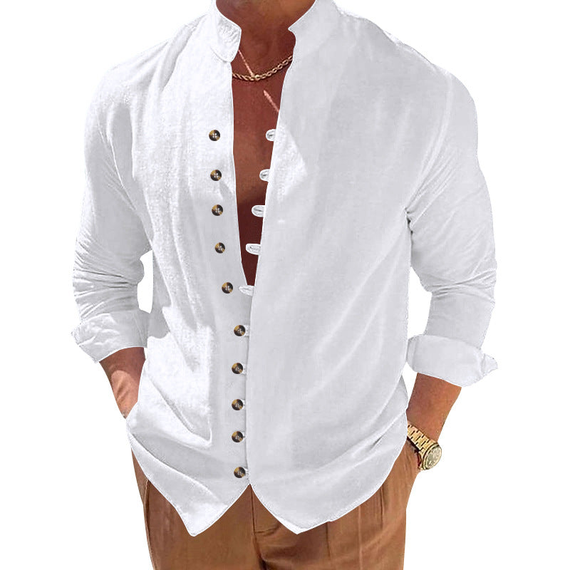 Men's stylish shirt with fashionable buttons and modern stand-up collar Lisslune