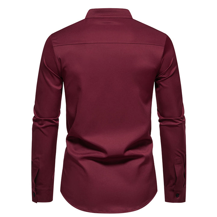 Men's stylish long sleeve shirt with chic color block design Lisslune