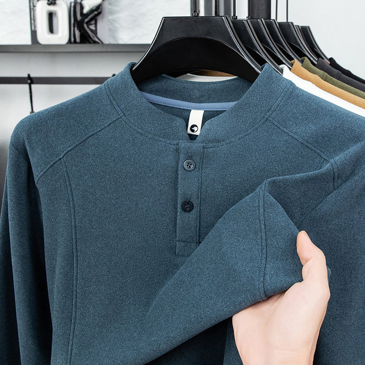 Men's long-sleeve shirt with button placket and comfortable fit Lisslune