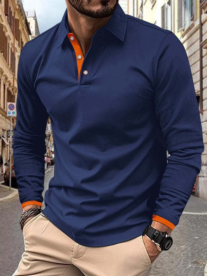 Men's Long Sleeve Polo Shirt with Stylish Collar and Elegant Button Details Lisslune