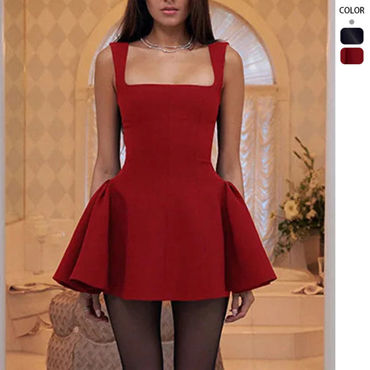 Women Playful Minidress with Swinging Skirt and Elegant Straps Lisslune