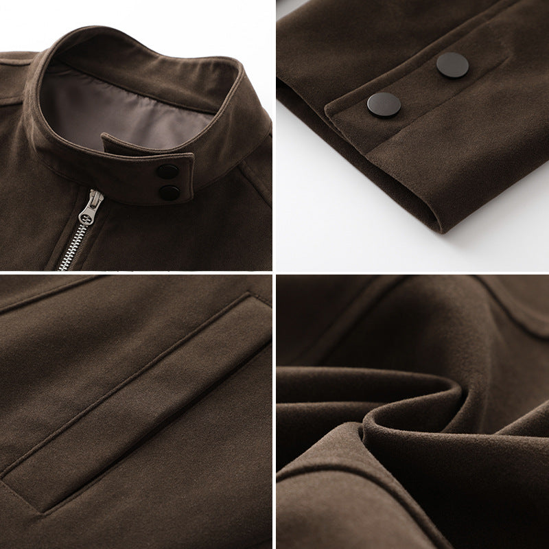 Men's leisure jacket made of soft synthetic leather with practical collar and zipper Lisslune
