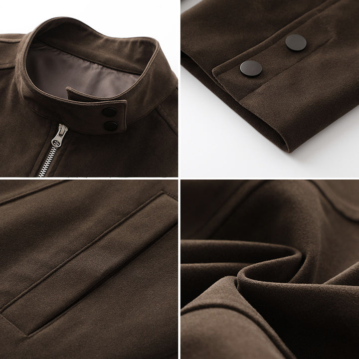 Men's leisure jacket made of soft synthetic leather with practical collar and zipper Lisslune