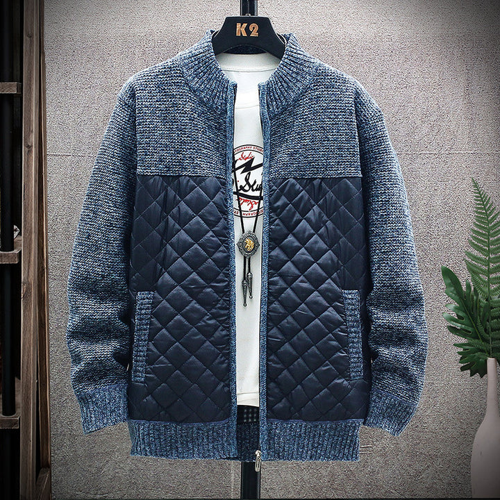 Men's quilted jacket with knit details and high collar Lisslune
