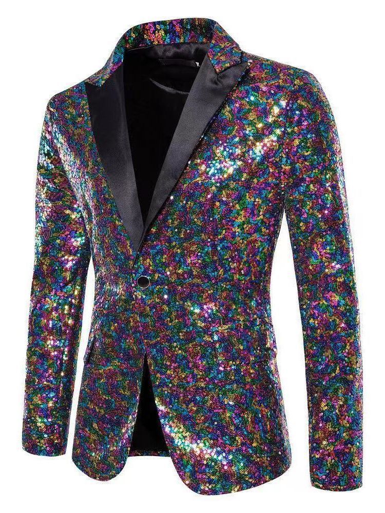 Men's elegant sequin blazer with exquisite decorative accents Lisslune
