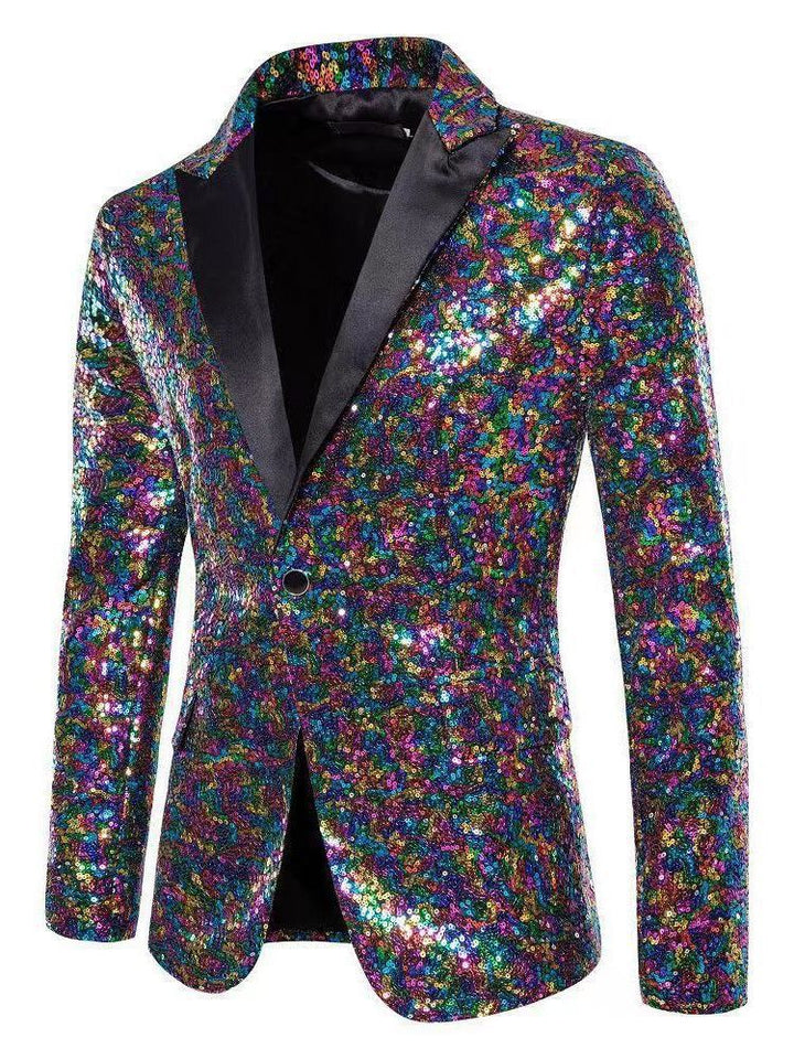 Men's elegant sequin blazer with exquisite decorative accents Lisslune