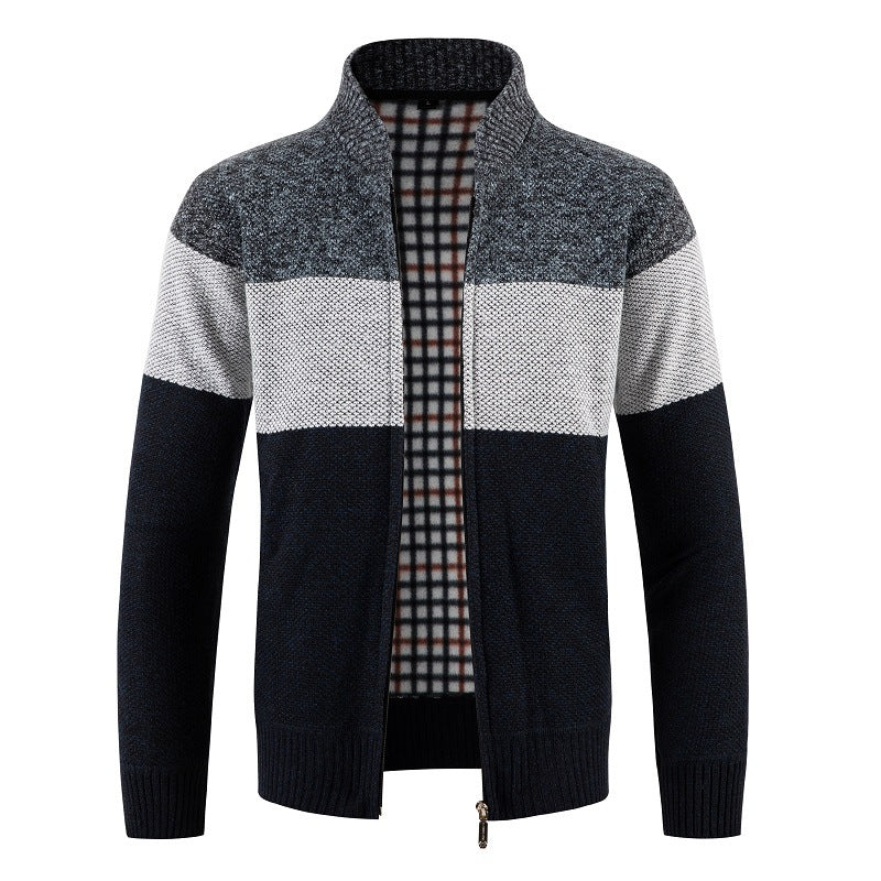 Men's cardigan with modern zipper and textured pattern Lisslune