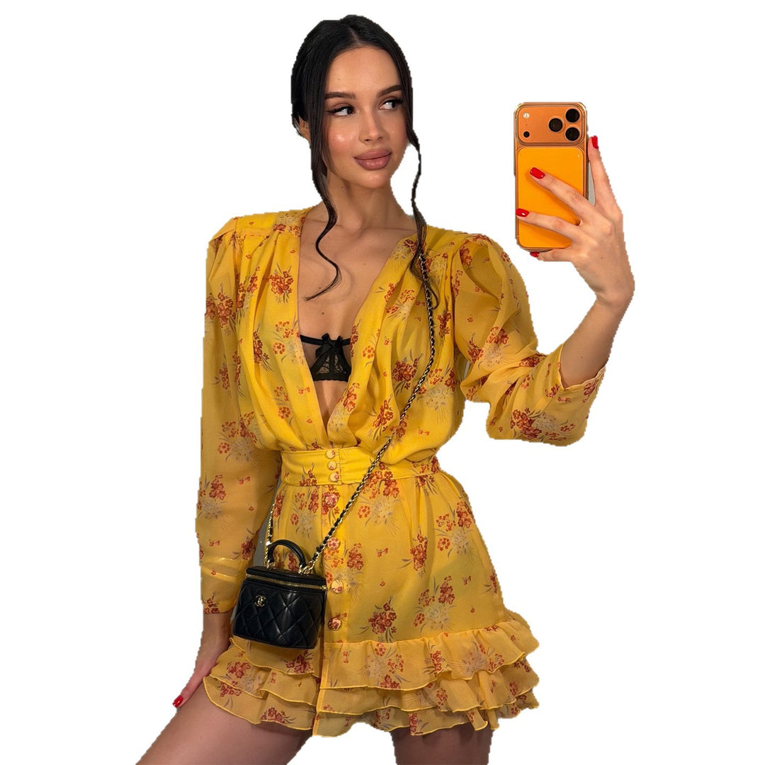 Women's floral dress with ruffle details Lisslune