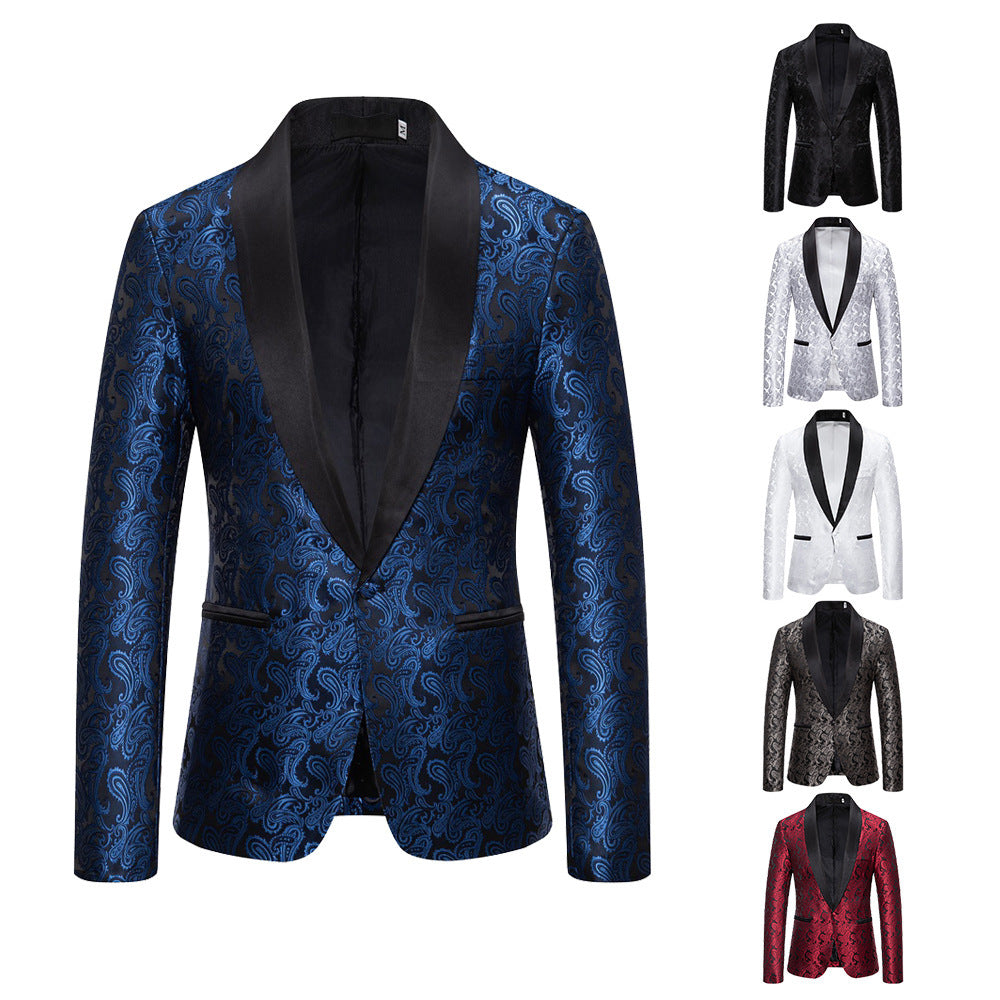 Men's elegant tuxedo blazer with floral jacquard pattern Lisslune