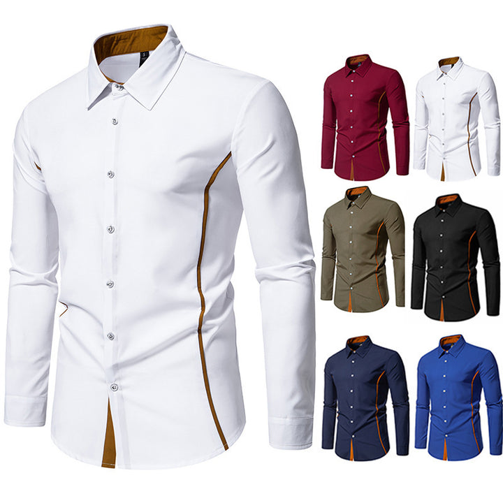 Men's fashionable long-sleeve shirt with stylish contrast details Lisslune