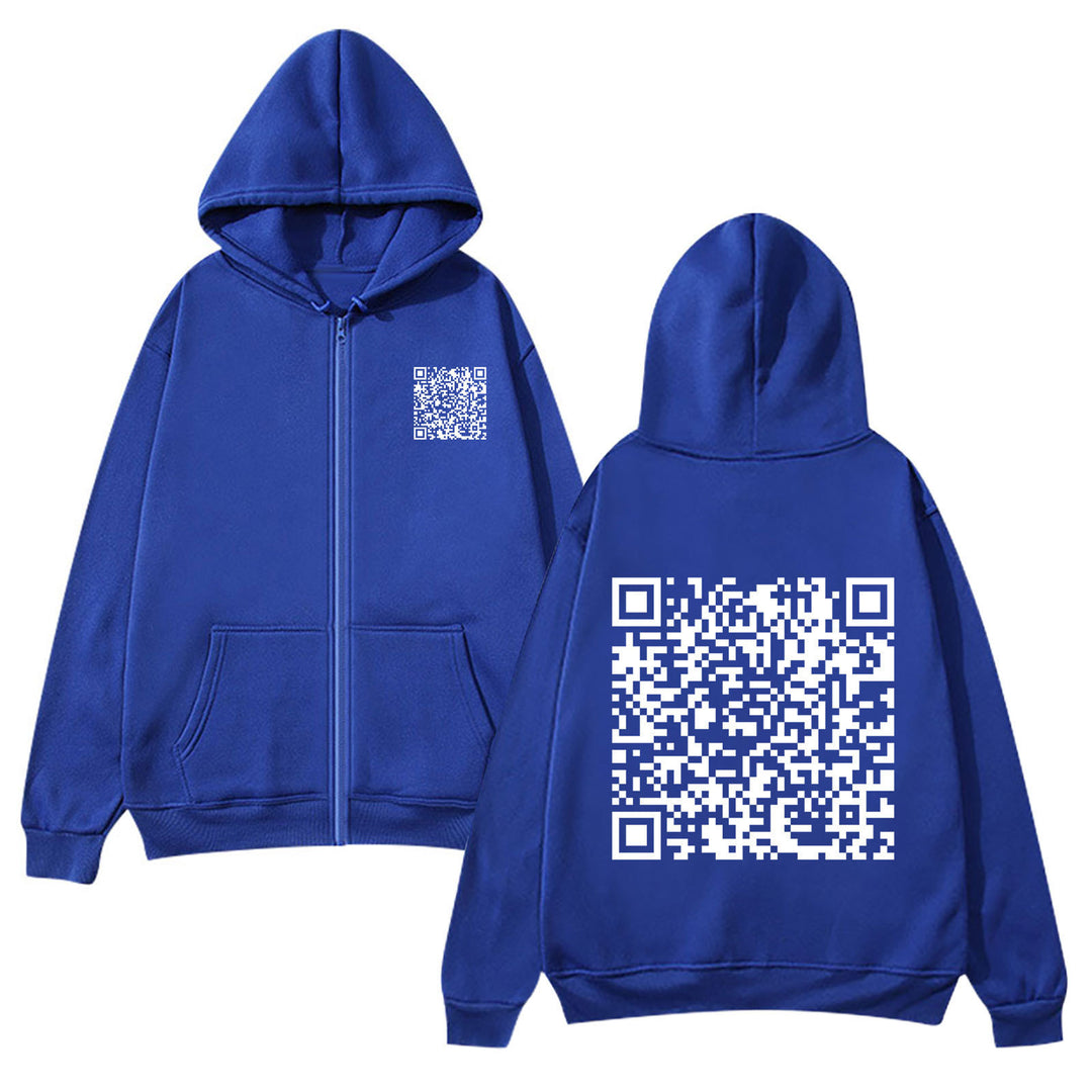 Women's hoodie jacket with QR code design and soft fleece Lisslune