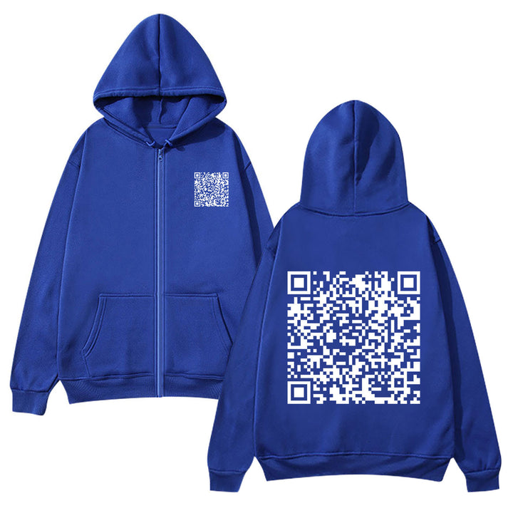 Women's hoodie jacket with QR code design and soft fleece Lisslune