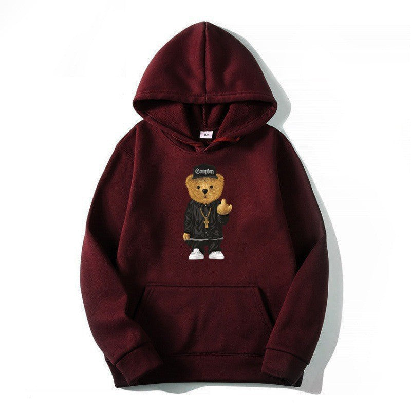 Women’s hoodie with artistic bear design and kangaroo pocket Lisslune