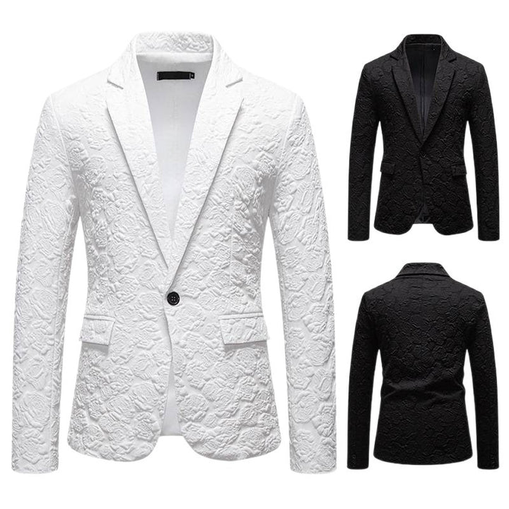 Men's Elegant Blazer with Textured Floral Pattern Lisslune