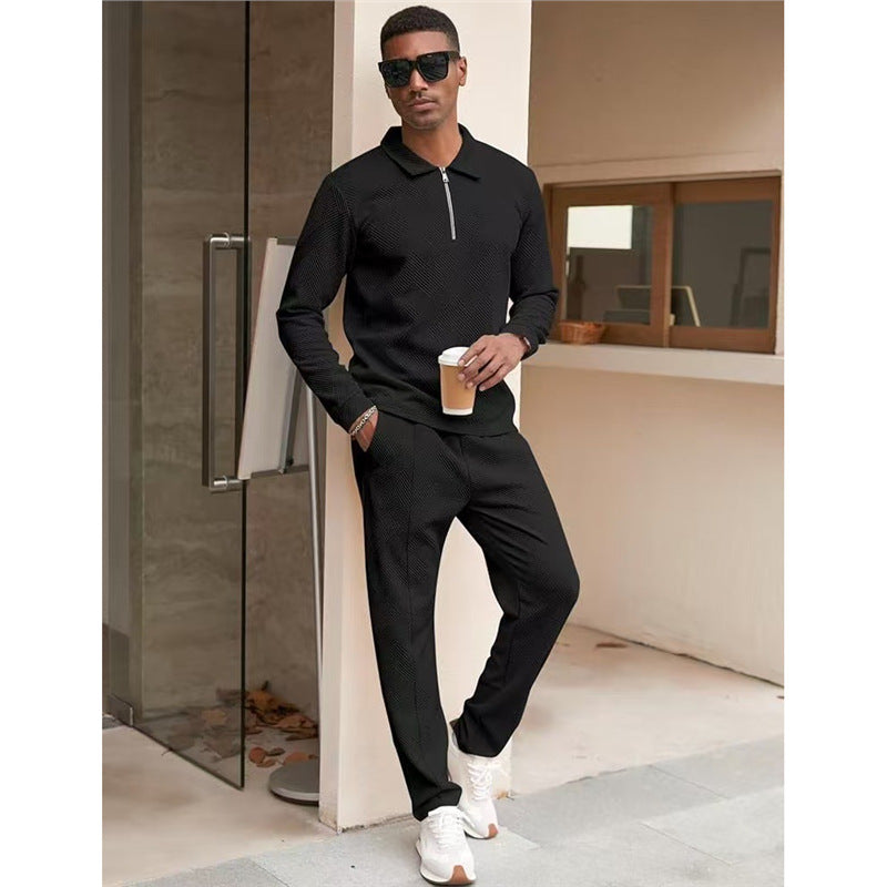 Men's casual leisure sweat set with textured fabric Lisslune