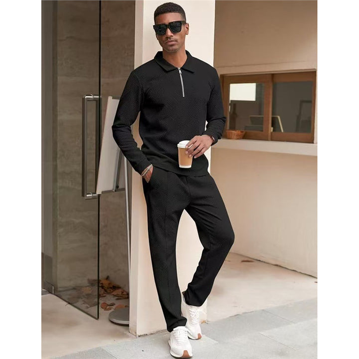 Men's casual leisure sweat set with textured fabric Lisslune
