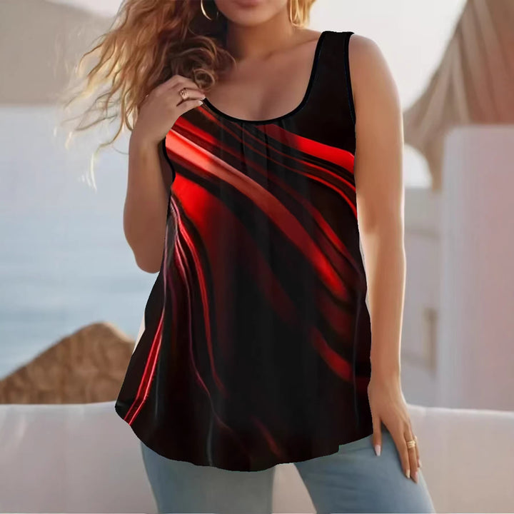 Damen Elegantes ärmelloses Oberteil mit modernem Wellendesign Lisslune