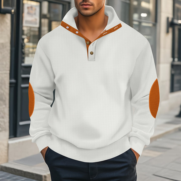 Men's Henley sweater with textured design and contrast accents Lisslune