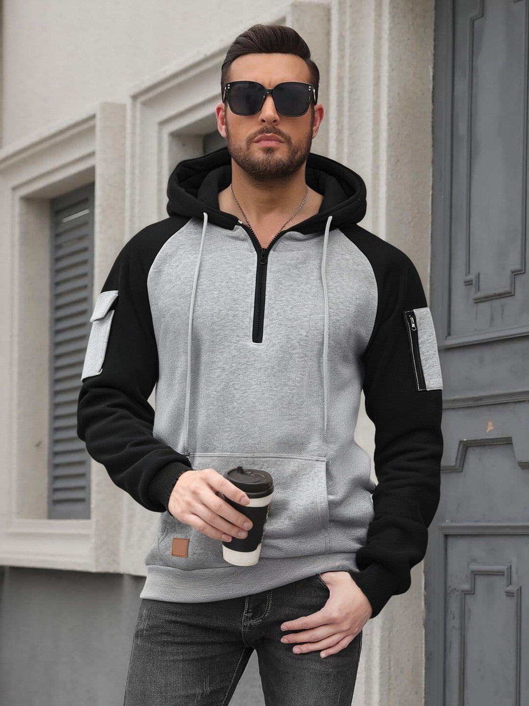 Men's Fashion Hoodie with Practical Zipper Details and Sporty Cut Lisslune