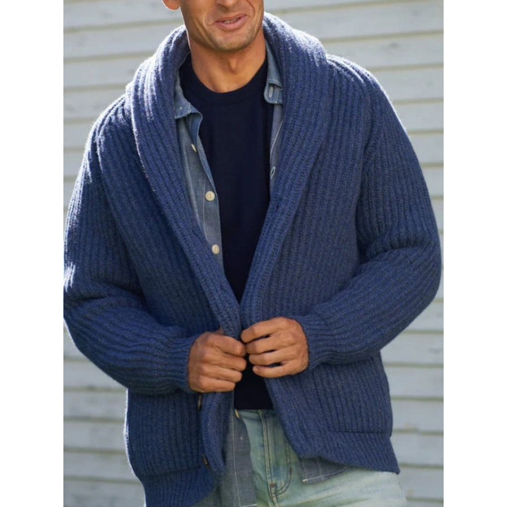 Men's knitted cardigan with draped lapel Lisslune