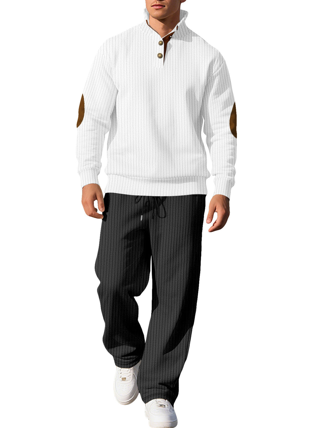 Men's sporty sweatshirt with innovative button placket design and fashionable accents Lisslune