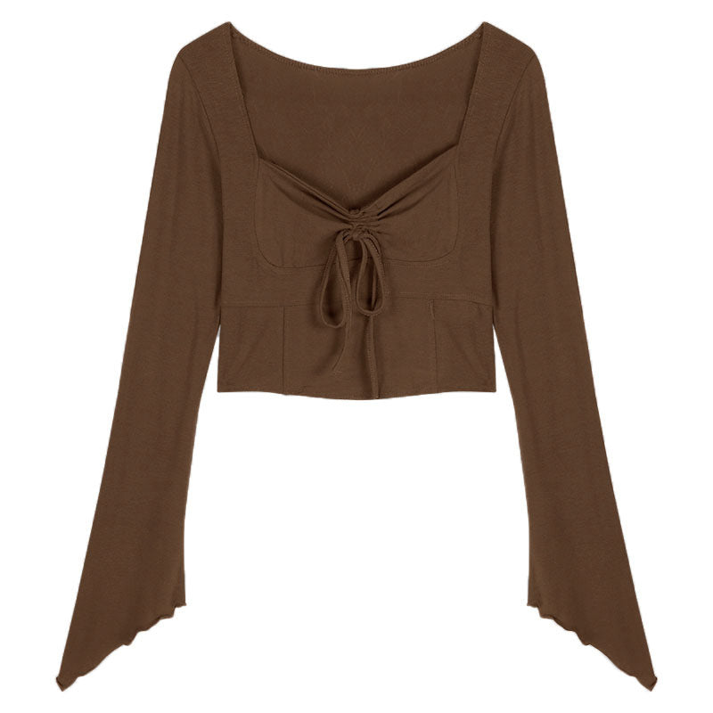 Women's Cropped Top with Refined Knot and Wide Sleeve Lisslune