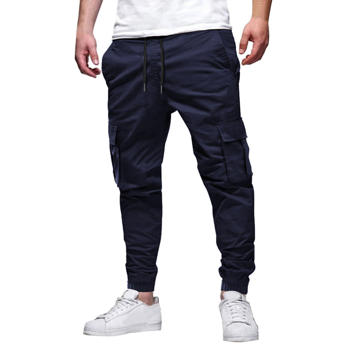 Men's Casual Cargo Pants with Elastic Waistband and Practical Pockets Lisslune