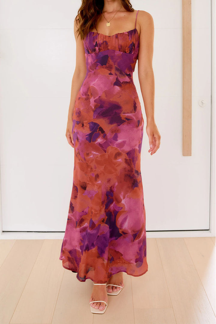 Women Elegant Maxi Dress with Soft Gradient and Delicate Spaghetti Straps