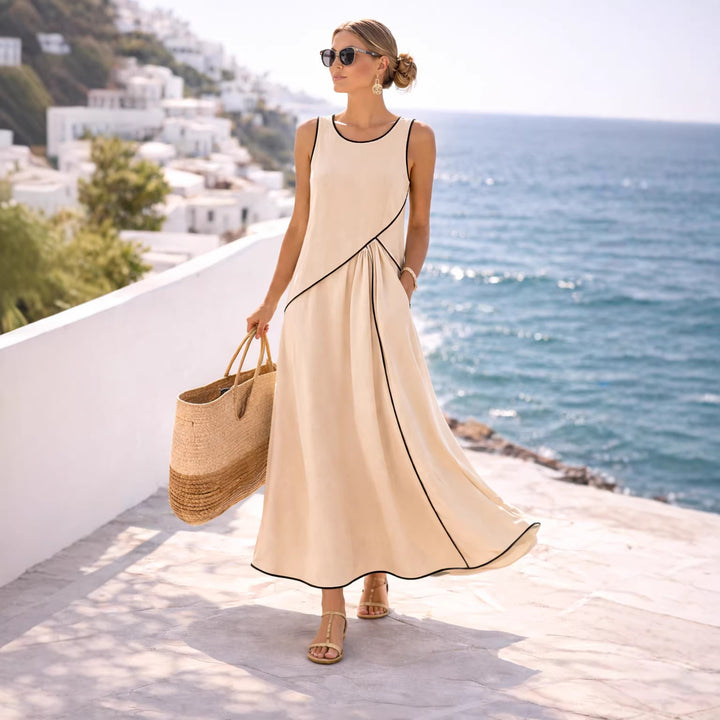 Women’s maxi dress with flowing cut and asymmetric design Lisslune