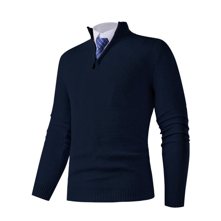 Men's knitted sweater with modern stand-up collar and textured design Lisslune