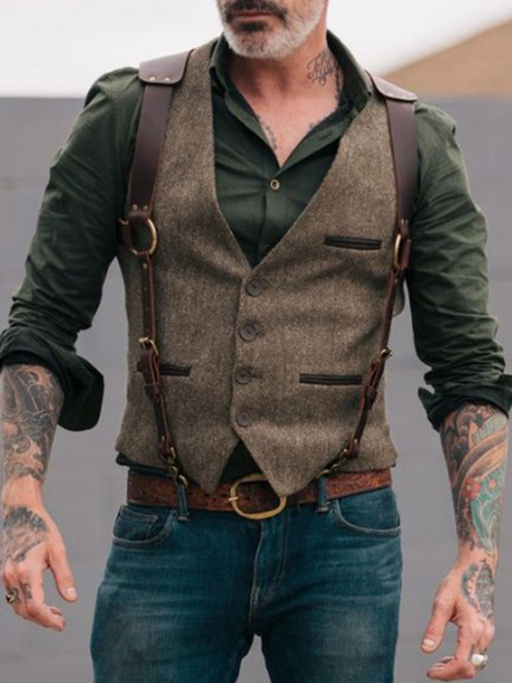 Men's stylish vintage leather vest Lisslune